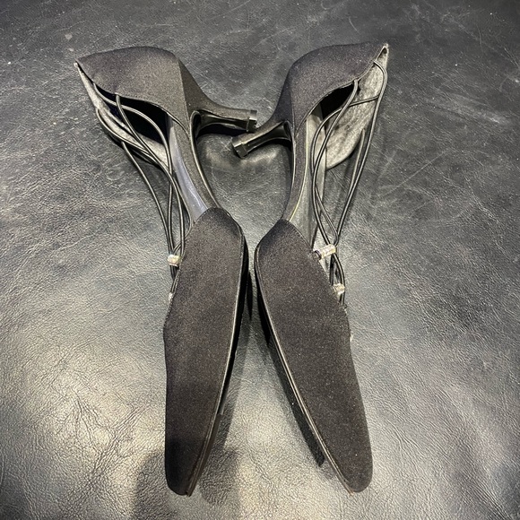 Embellished Crystal D’orsay Swarovski Crisscross Strap Kitten Pump Stiletto Rave - Picture 3 of 10